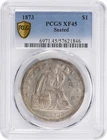 1873 Liberty Seated Silver Dollar EF45 PCGS