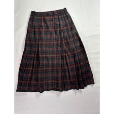 Pendleton Vintage Y2K 8P Petite Wool Plaid Pleated Skirt Green Red Tartan