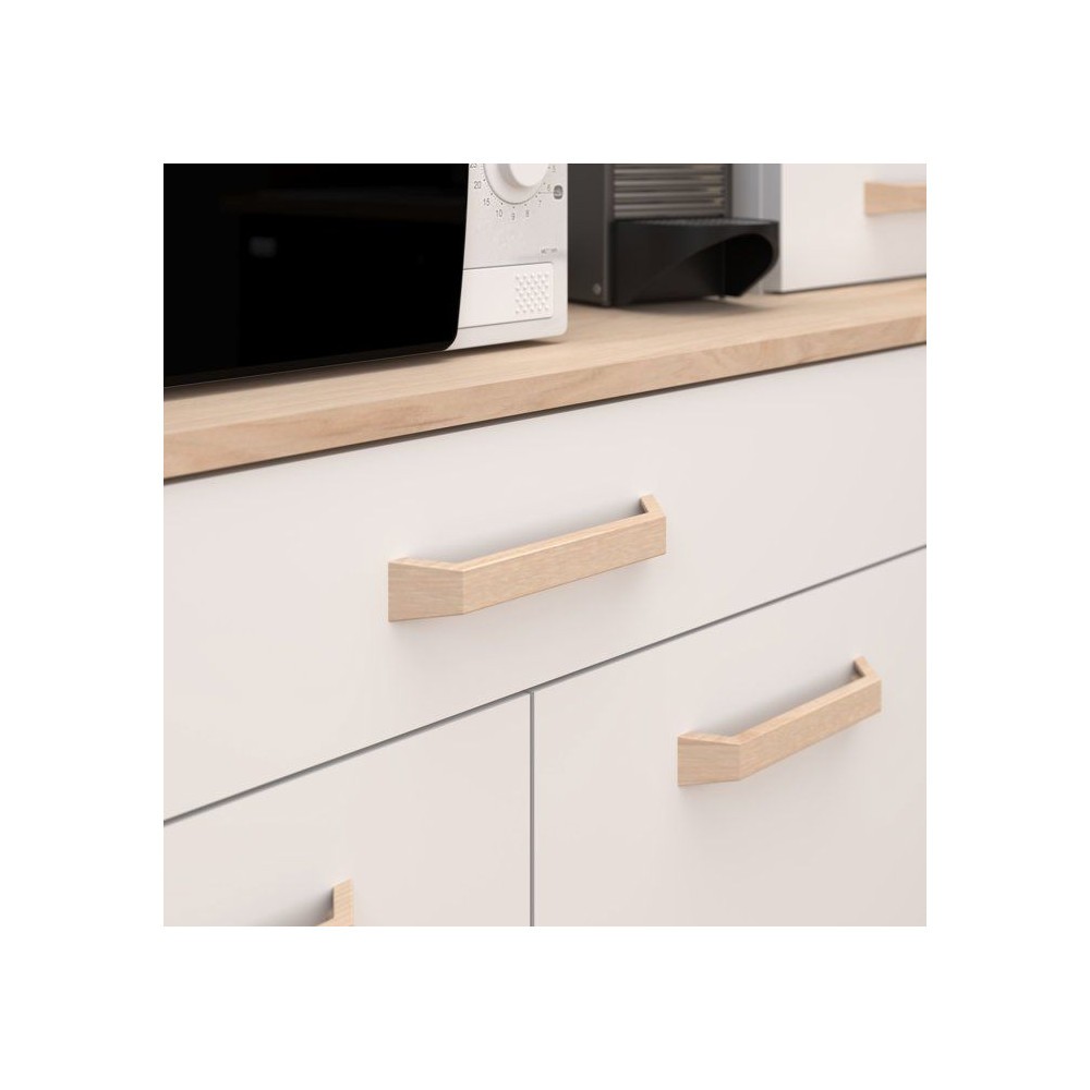 Buffet de cuisine robuste ESSENTIEL 2 structure blanc chêne