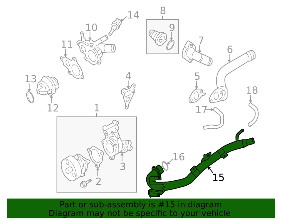 Tubo de agua original Nissan Altima 2,5 L 21022-JA00A Foto 3 de 3