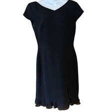 Maggy London Polyester Silk Black Cap Sleeve Dress in a Womens Size 10