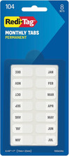 Monthly Adhesive Jan-Dec Blank Tabs, 8 Preprinted Sets, 7/16" X 1", Durable Cu