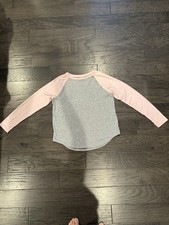 Juniors SO Cozy Baseball Long Sleeve Gray And Pink Size Large