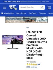 LG 34" QHD Curved IPS Ultrawide LED Monitor 3440x1440