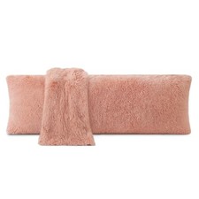 Fuzzy Body Pillow Cover, 20"x 54" Furry Body Pillow Pink Cover Only
