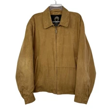 Weatherproof Tan Zip Jacket Faux Suede Soft Polyester Coat Men's Sz Large