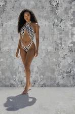 Small B/W Triangle Pretzel One Piece Swimsuit By MaryAngel Boutique For Starwear