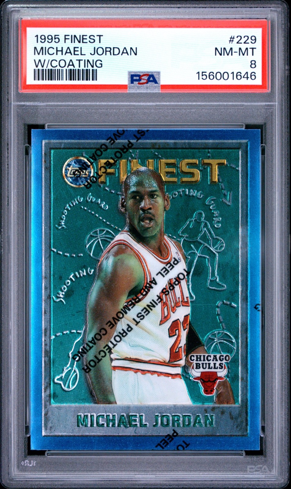 1995 Topps Finest Michael Jordan #229 w/ Coating PSA 8 NM-MT Bulls HOF