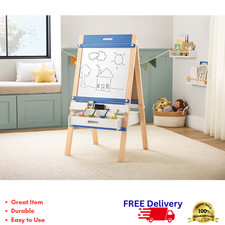 3-in-1 Kids Wooden Art Easel Chalkboard Magnetic Dry Erase Board  Paper Roll
