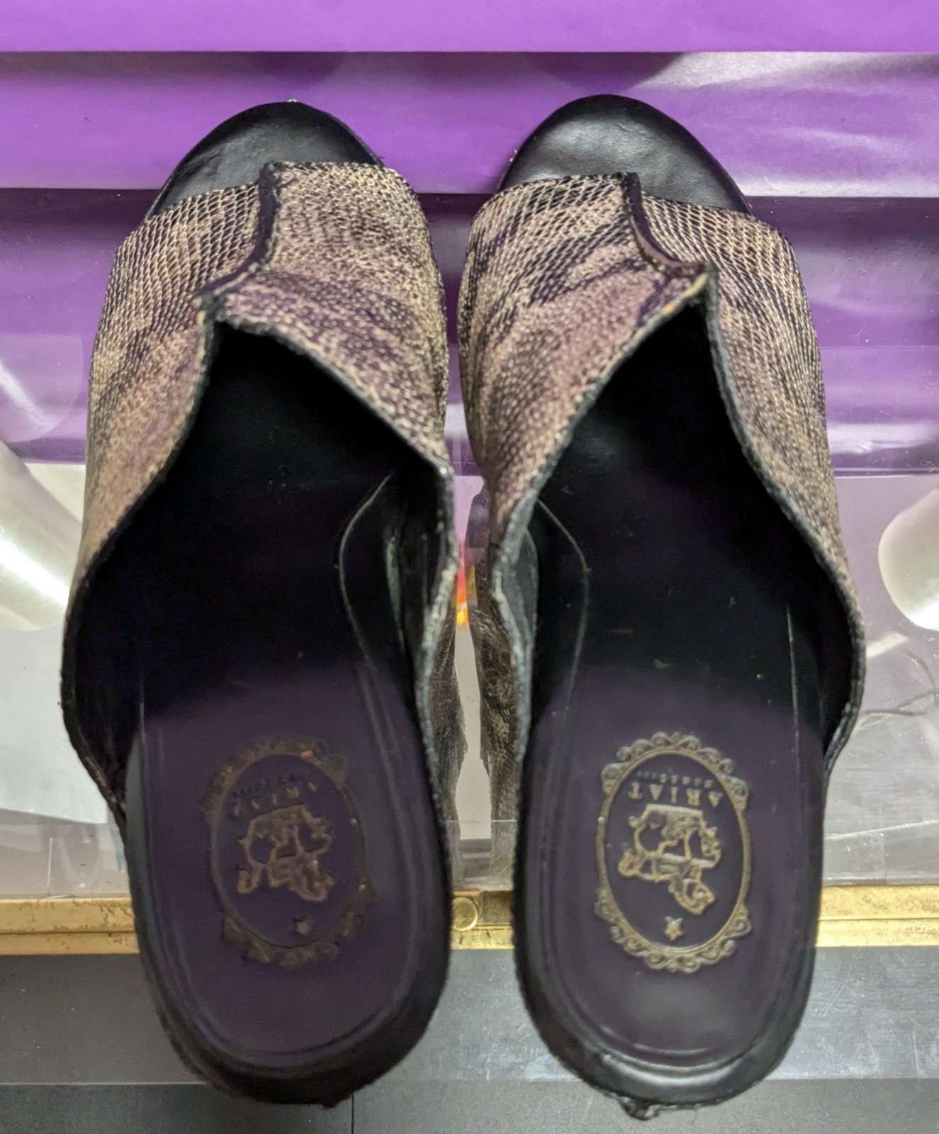 Ariat Brown Leather Womens Python Print Mule Plat… - image 7