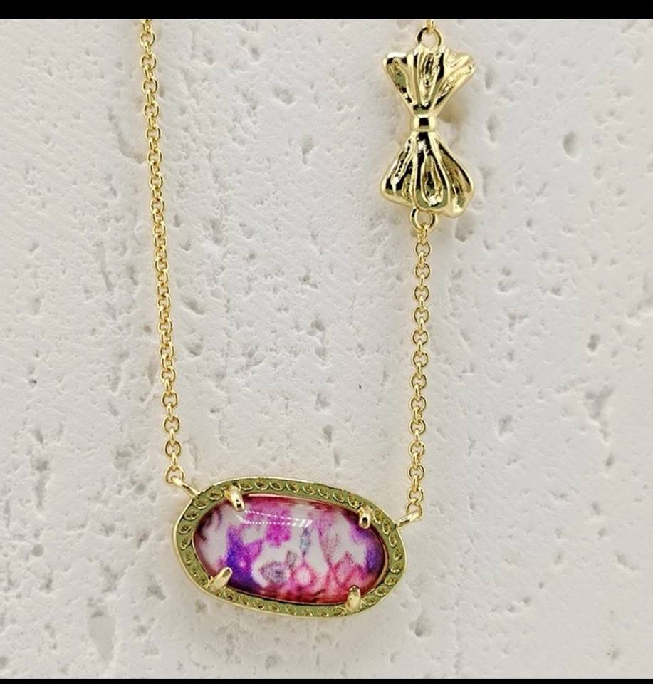 Kendra Scott X Love Shack Elegante Elisa Púrpura Iris Ilusión Collar Coqueta Arco Foto 4 de 4