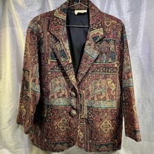 PAINTED PONY Tapestry Wearable Art Multicolored Button Blazer Jacket Size Large