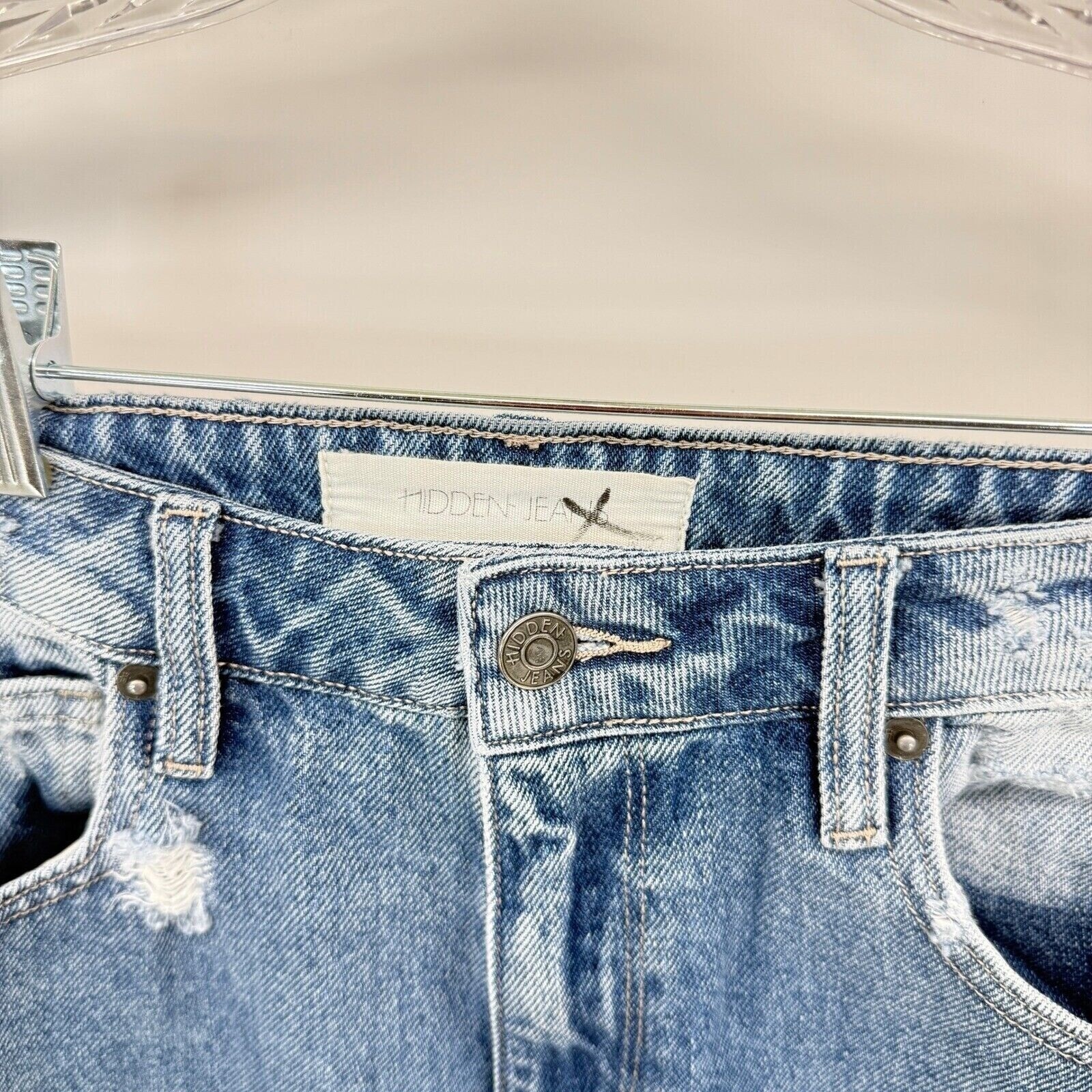 Hidden Jeans Distressed Patchwork Crop Denim Raw … - image 13