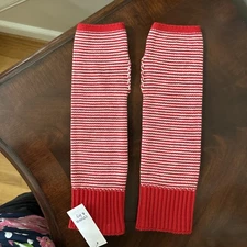 Women Stripe Gloves Knitted Fingerless  Long Sleeve Arm Warmer Mittens 