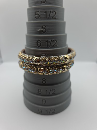 Set 2 Bracciali Vintage Tono Oro AB Aurora Boreale Strass 7,5mm - Foto 15 di 15
