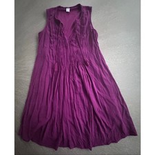 Romantic Plum Old Navy Pleated Tassel Boho Shift Sleeveless Dress Size Small