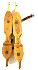 Nooitgedagt netherlands antique long speed ice skates wood brass metal vintage