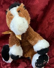 Shining Stars Russ BLACK, BROWN  WHITE HORSE Plush STUFFED ANIMAL Pre-Owned