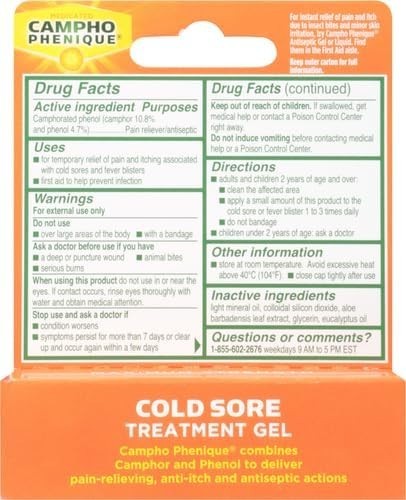 Campho Phenique Cold Sore and Fever Blister Treatment for Lips, Maximum Strength