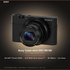 Sony Cyber Shot RX100 Carl Zeiss lens fast focus good condition