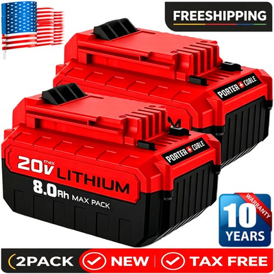 #ad #ad 2Pack 8.0Ah 20 Volt For Porter Cable Battery 20V MAX Lithium PCC680L PCC685L NEW $37.69