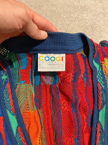 Coogi Australia Rainbow Cotton Knit Cardigan Jumper Mens Womens  - Picture 5 of 5