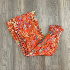 Nicole Miller Orange Paisley Smocked Wide Leg Pants Girls XL