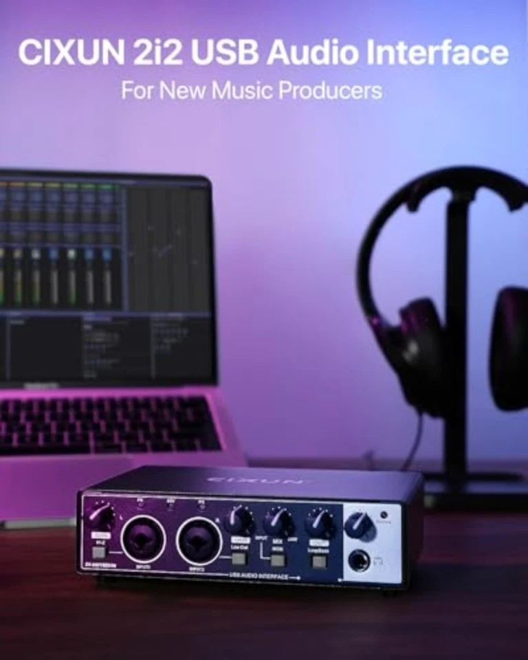 2i2 USB-C Audio Interface for PC/Mac Recording, 24-bit/192kHz, Dual TS/XLR Input - Image 3 of 4