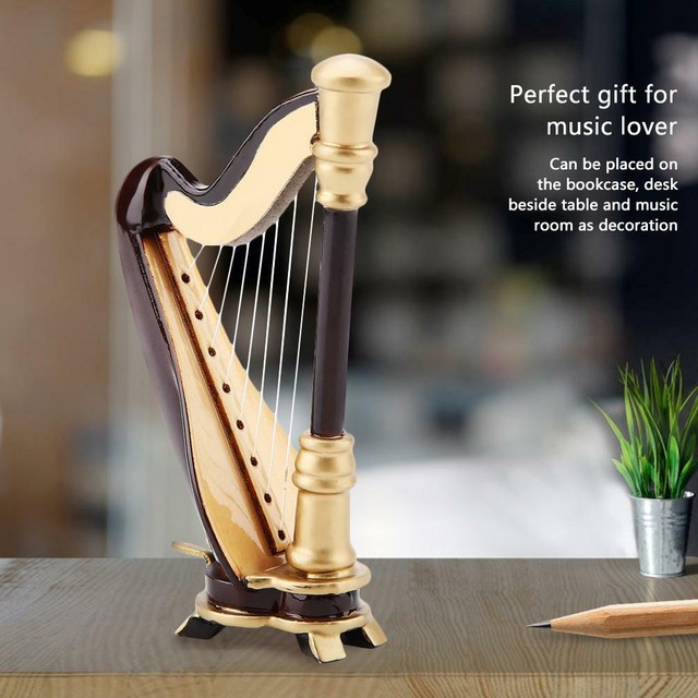 Miniature Harp Model Mini Musical Instrument Model Craft Wooden