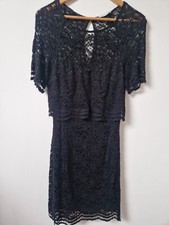 Whistles Black Lace Overlay Evening Pencil Dress Size 10