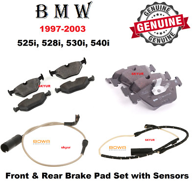 BMW Front & Rear Brake Pad Set w/ Sensor For E39 525i 528i 530i 540i Genuine