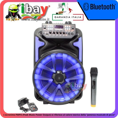 CASSA KARAOKE 5000Wpmpo LUCIRGB SUB 33CM SURROUND EQ BT USB SD MICROFONO WIFI - Foto 7 di 21