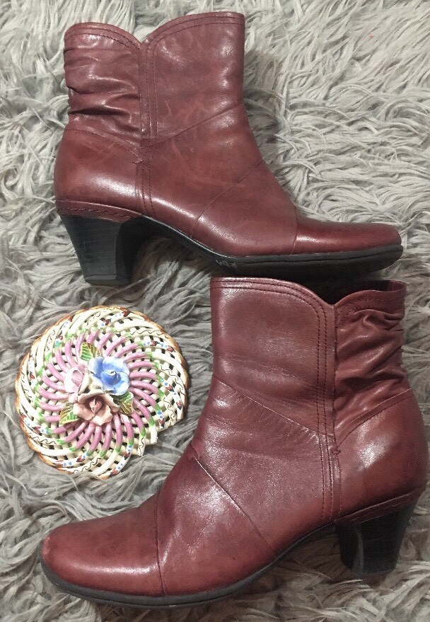 Cobb Hill By New Balance Sarah Boot Maroon Red Leather Size 9.5M CAI10BK Cobb Hill By New Balance Sarah Boot Maroon Red Leather Size 9.5M CAI10BK
