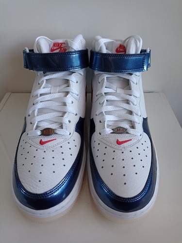 NIKE AIR FORCE 1 MID QS, "Giorno dell'Indipendenza" TAGLIA UK 10 EUR 45 (DH5623 101) - Foto 6 di 9