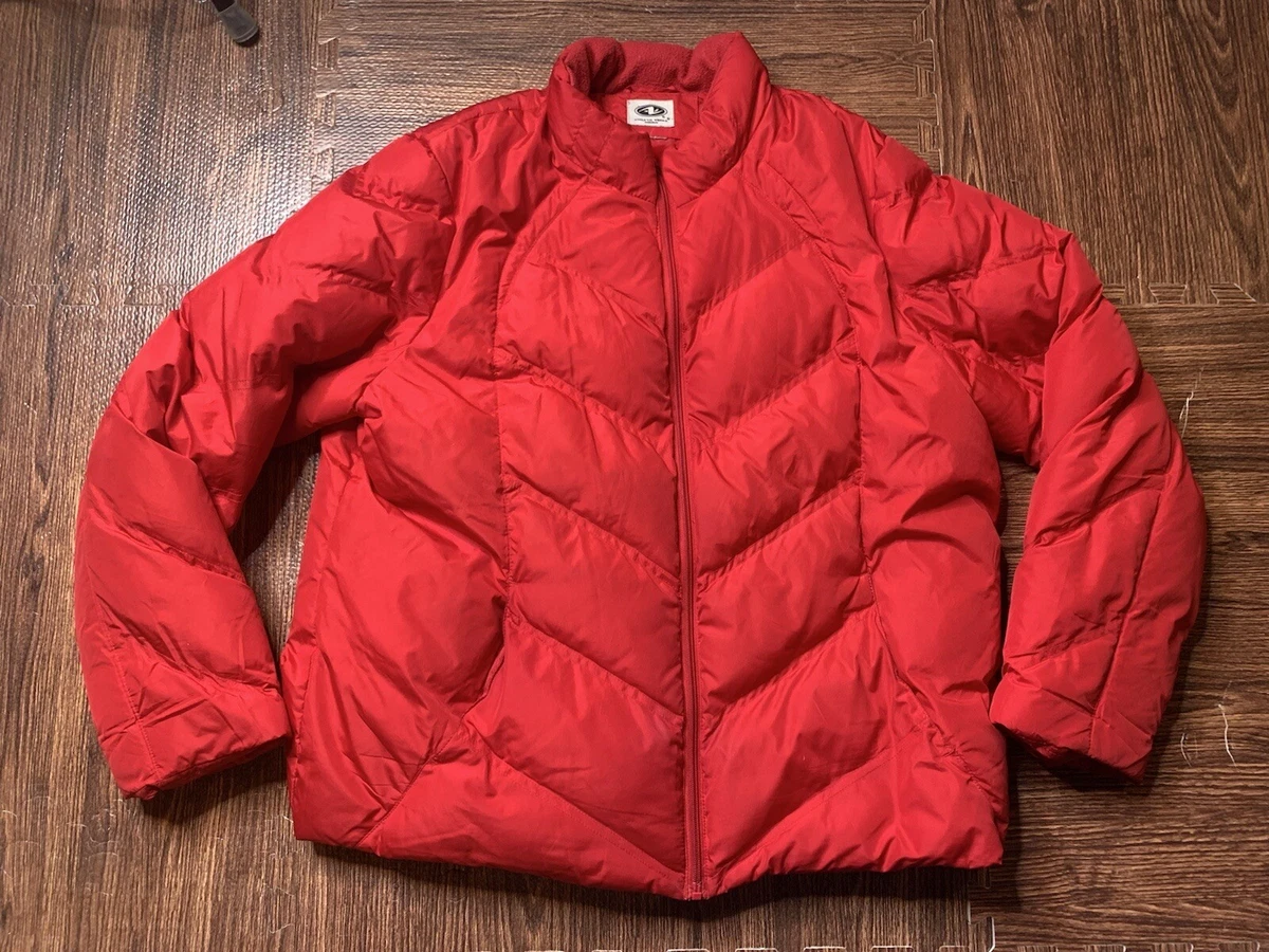 Women s Athletic Works Puffer Jacket Red Coat Ski Snow Winter Warm