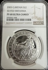 Fine Silver Proof Coin 2005 Britannia £2 NGC Graded PF68 Ultra Cameo