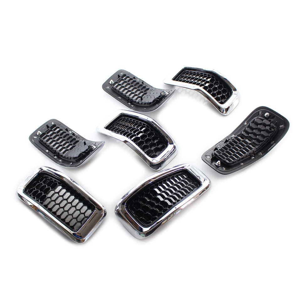 Chrome Front Grille Inserts Grill Cover Trim For Jeep