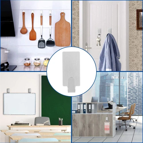 Gancho autoadhesivo de acero inoxidable para puerta de pared de baño de 12 piezas soportes adhesivos fuertes - Imagen 8 de 14