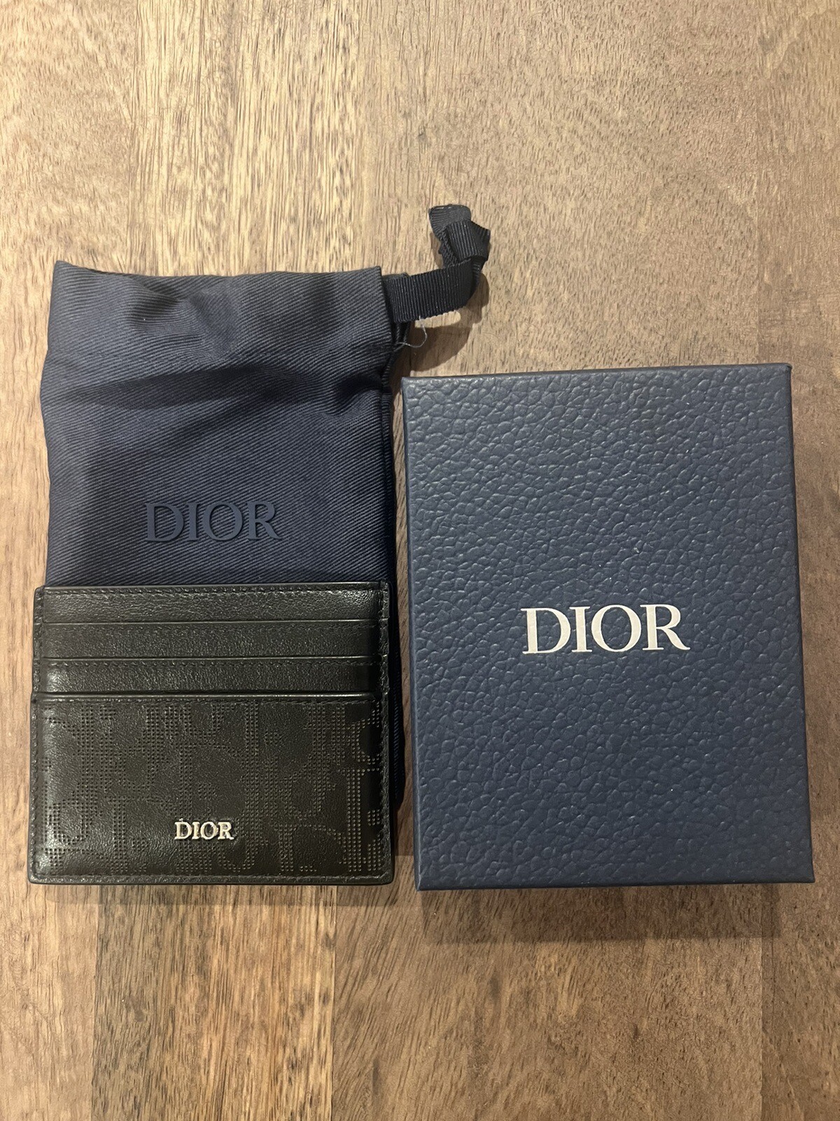 CHRISTIAN DIOR Men’s Card Case Wallet Black Oblique G… Gem