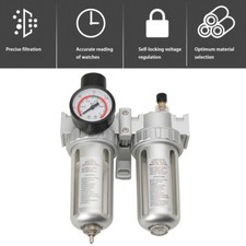 1/4'' Air Compressor Oil Lubricator Water Separator Trap Filter Regulator Gauge