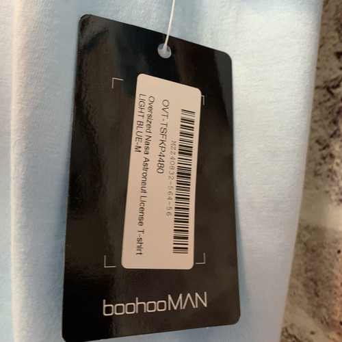Boohoo Man Tee Mens Size Medium Blue NASA Astronaut Space Crew Neck Short Sleeve - Picture 7 of 8
