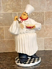 French Chef Figurine with Pasta Dish - Whimsical Kitchen Decor