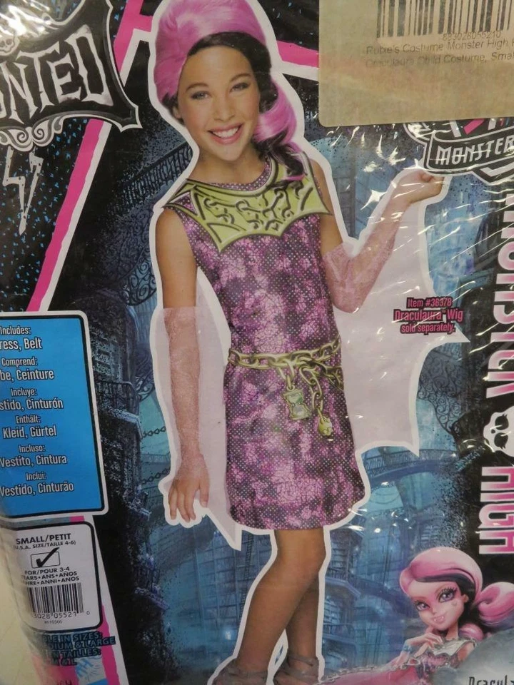 Монстр высокой призрак Draculaura ребенка костюм платье и ремень маленький 4-6 - Изображение 4 из 4