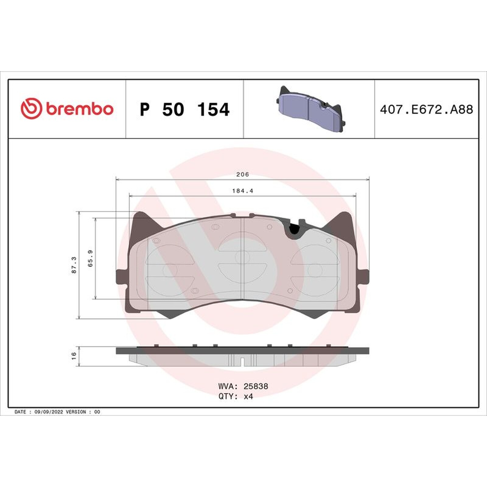 Brembo Prime Brake Pad Set P50154 Fits Mercedes Front Axle - Free Shipping