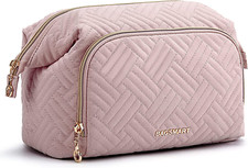 BAGSMART Travel Makeup Bag, Cosmetic Bag Make up Organizer Case,Large Wide-Open