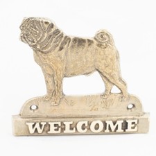 Pug - Brass Plate with the Inscription 'WELCOME' Art Dog DE
