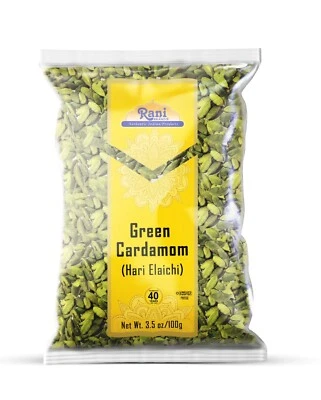 Rani Green Cardamom Pods Spice (Hari Elachi) 3.5oz (100g)