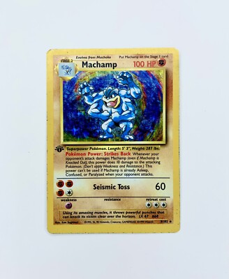 1ST EDITION AUTHENTIC Machamp 8/102 Holo Rare Base Set Pokemon