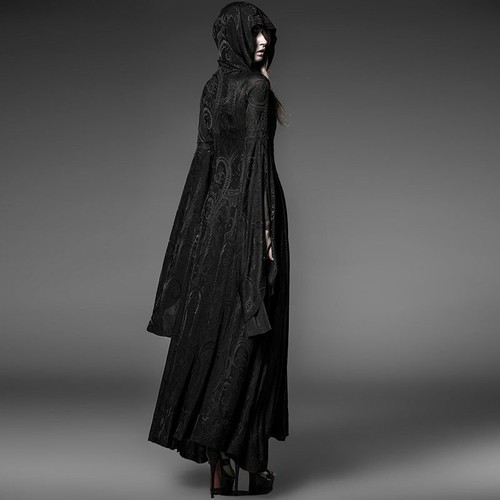 Punk Rave Sorceress Long Sleeve Gothic Hooded Dress Coat • Ships in 2-4 Weeks... - Picture 3 of 10