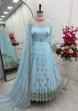 Unique Designer Faux Georgette Gown And Bottom With Fancy Dupatta For Girls